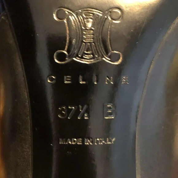 CELINE Italian Leather Black Embossed Heeled Sandals 7.5 MSRP $1200 - Picture 9 of 10